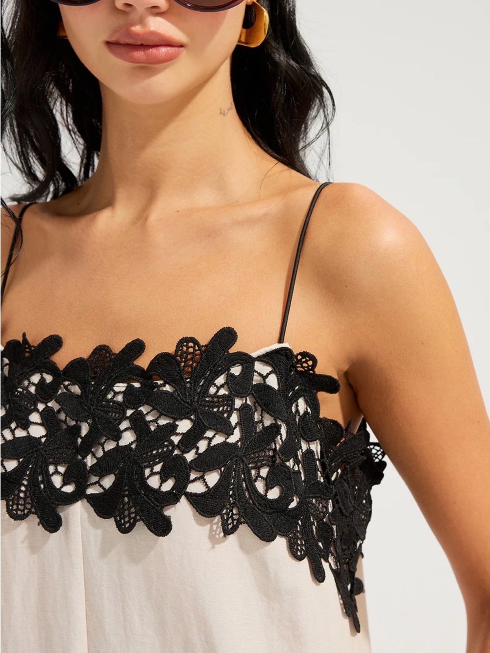 Commense Cream Maxi Slip with Black Lace Bandeau - Picture 6 of 9